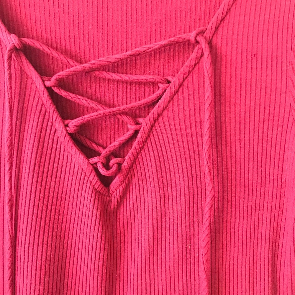 Lace up front long sleeve